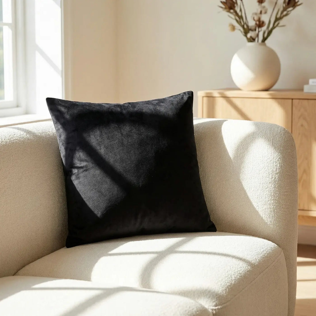 Soft Touch Velvet Black Cushion Cover 45cm x 45cm