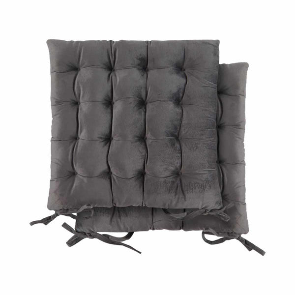 Velvet Holland Seat Pad Charcoal Grey 16x16" (40x40cm) - Ideal