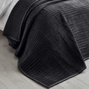 Catherine Lansfield Velvet Pinsonic Quilted 220x220cm Bedspread Black