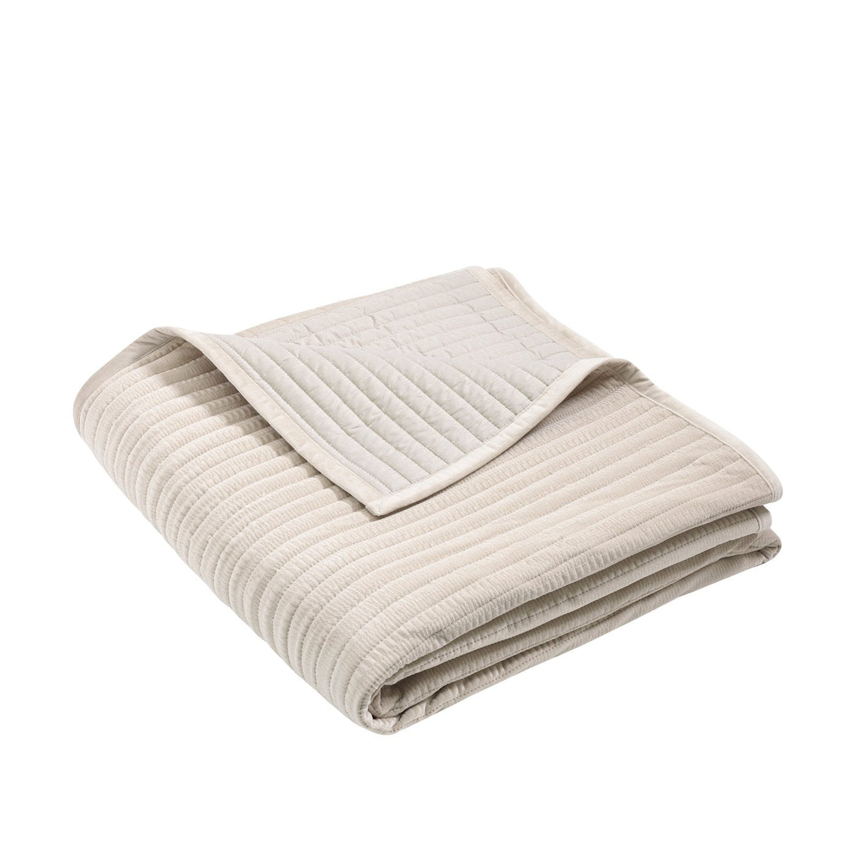 Catherine Lansfield Velvet Pinsonic Quilted 220x220cm Bedspread Natural