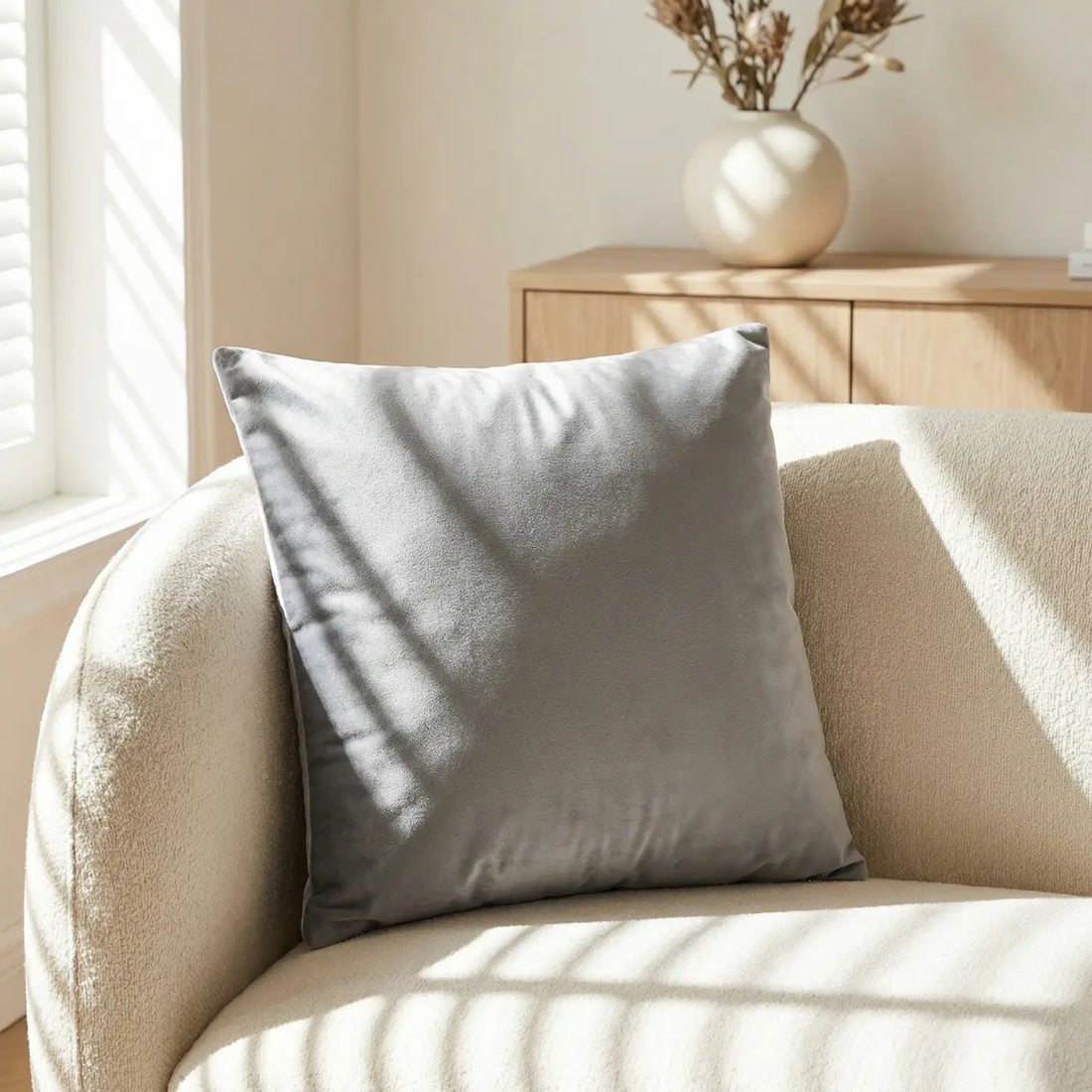 Soft Touch Velvet Silver Cushion Cover 45cm x 45cm