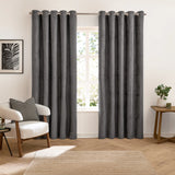 Verso Reversible Suede-look Blackout Eyelet Curtains Charcoal - image 3