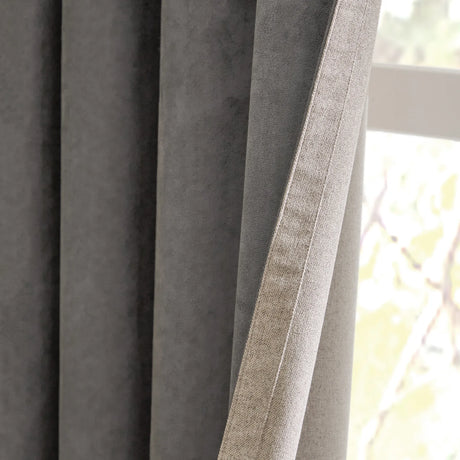 Verso Reversible Suede-look Blackout Eyelet Curtains Charcoal - image 4