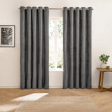 Verso Reversible Suede-look Blackout Eyelet Curtains Charcoal - image 7