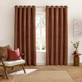 Verso Reversible Suede-look Blackout Eyelet Curtains Cinammon - image 3