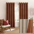 Verso Reversible Suede-look Blackout Eyelet Curtains Cinnamon - image 2