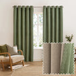 Verso Reversible Suede-look Blackout Eyelet Curtains Green - image 2