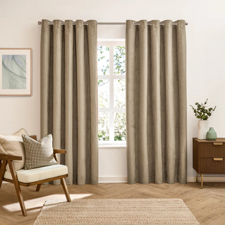 Verso Reversible Suede-look Blackout Eyelet Curtains Mocha - image 3