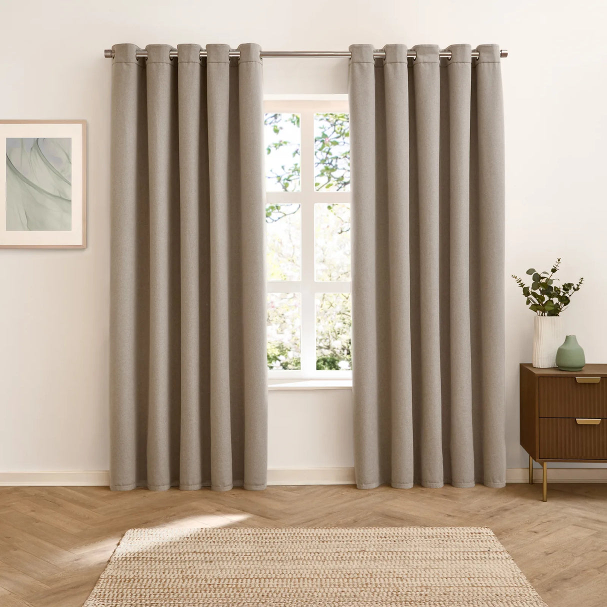 Verso Reversible Suede-look Blackout Eyelet Curtains Mocha - image 5