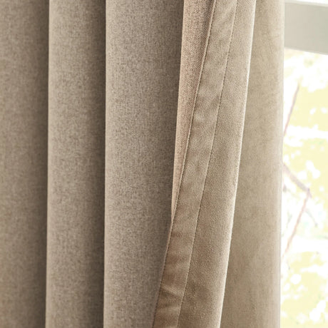 Verso Reversible Suede-look Blackout Eyelet Curtains Mocha - image 6