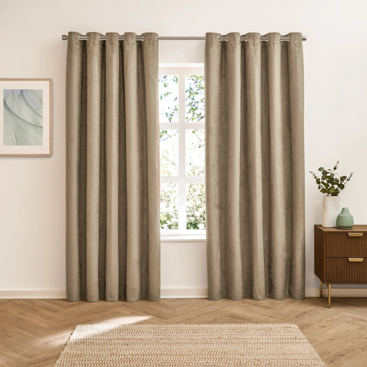 Verso Reversible Suede-look Blackout Eyelet Curtains Mocha - image 7