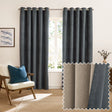 Verso Reversible Suede-look Blackout Eyelet Curtains Petrol - image 2
