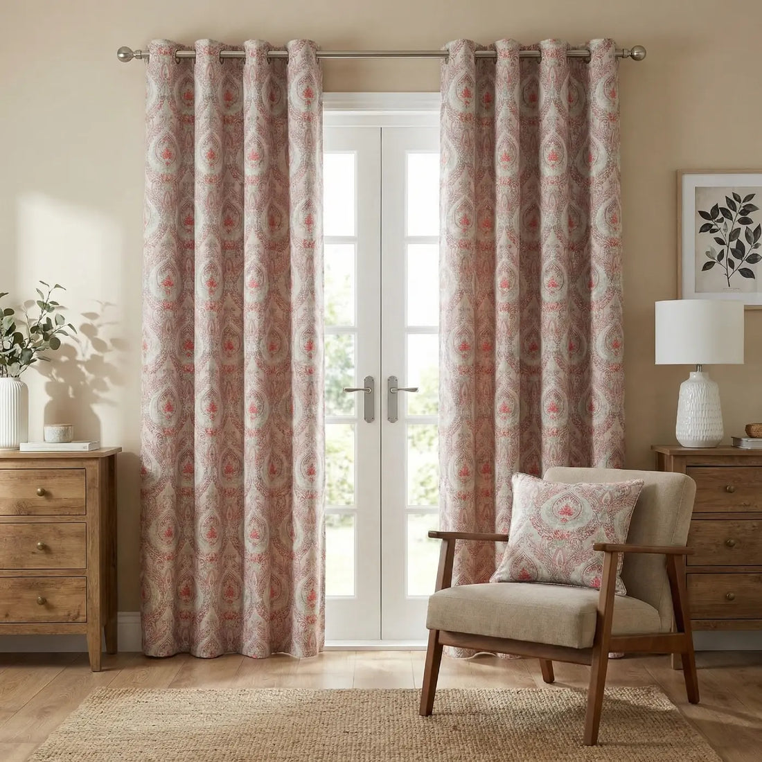 Victoria Red Blackout Dimout Eyelet Curtains