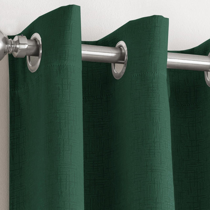 Vogue Thermal Dim Out Eyelet Curtains Dark Green - Ideal