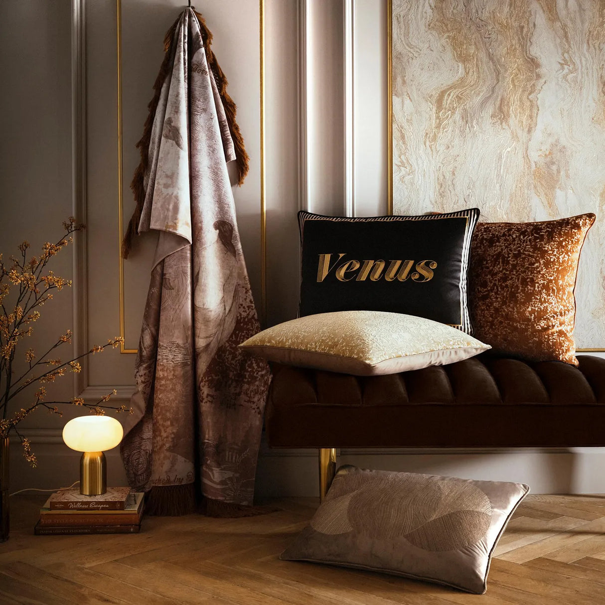 Laurence Llewelyn-Bowen Venus Embroidered Black Filled Cushion 2