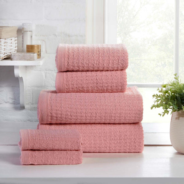 Waffle 6 Piece Towel Bale Dusky Pink - Ideal