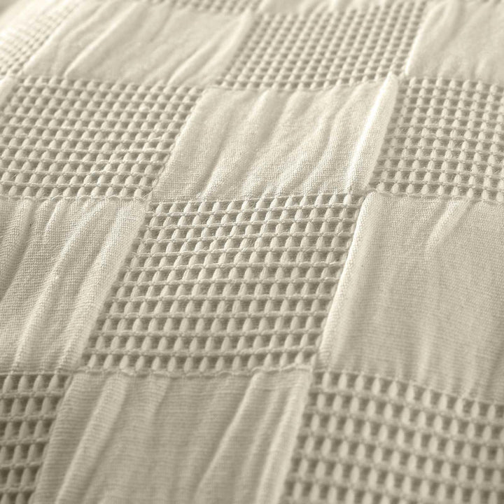 Waffle Checkerboard Natural Duvet Cover Set - Ideal