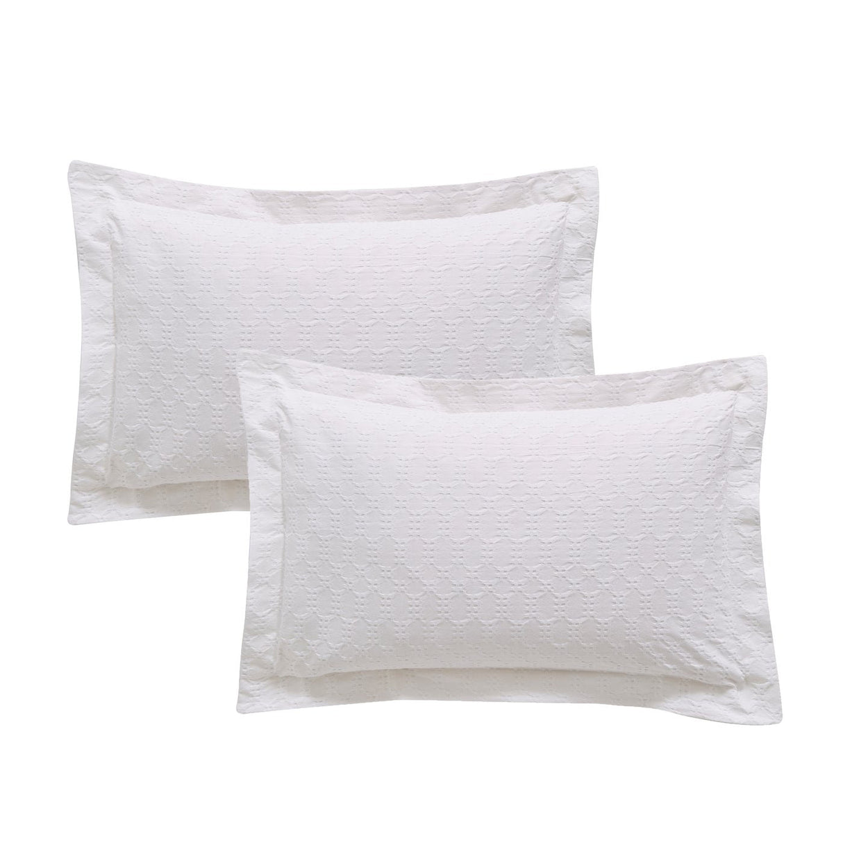 Bianca 180 Thread Count Waffle Cotton Circle Oxford Pillowcase Pair White