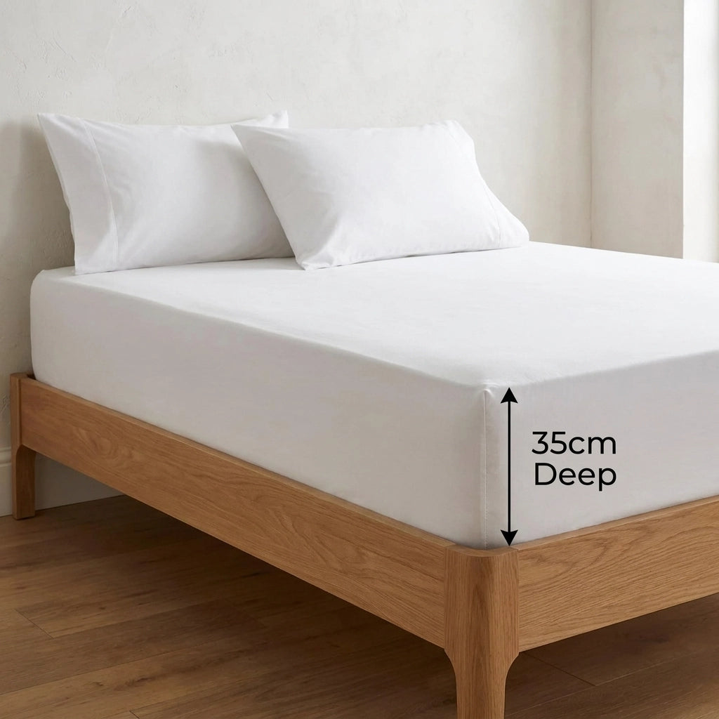 200 Thread Count Cotton 35cm Extra Deep Fitted Sheet 8