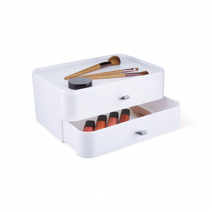 White 2 Drawer Cosmetic Organiser - Ideal