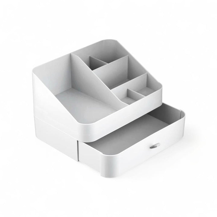 White 6 Compartment Cosmetic Organiser - Ideal
