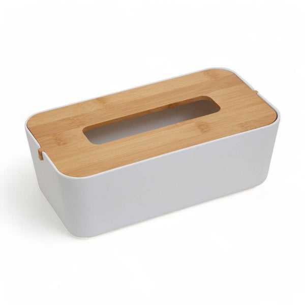 White Bamboo Tissue Box Cover - Ideal