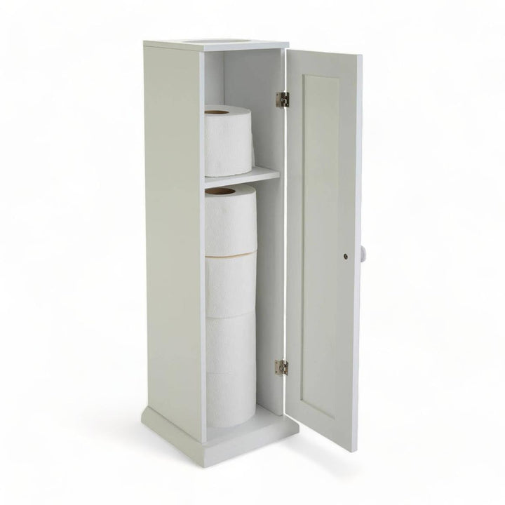 White Wood Toilet Roll Cabinet - Ideal