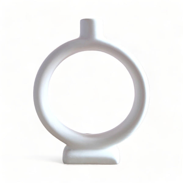Silhouette Ceramic Doughnut Candle Holder White