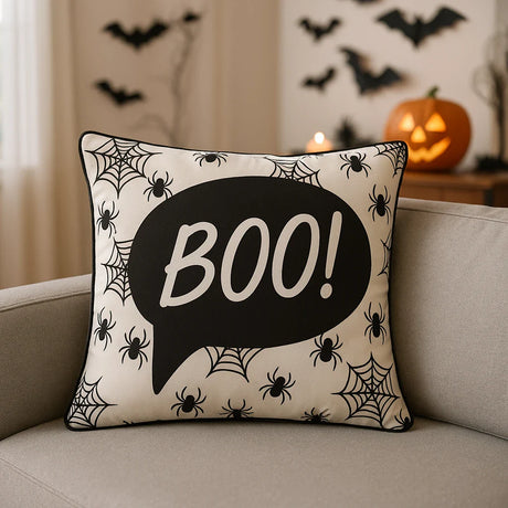 Boo! Halloween Orange Cushion Cover 43cm x 43cm - Black