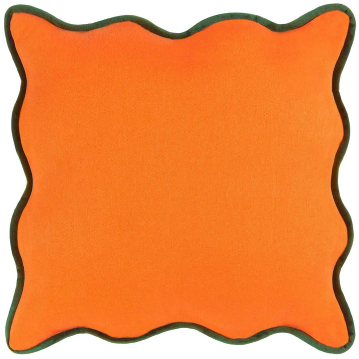 Wiggle Velvet Piped Cushion Orange + Green - Ideal