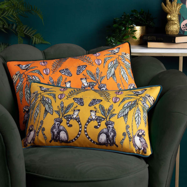 Wild Mirrored Creatures Yellow Cushion Cover 12" x 20" - Ideal