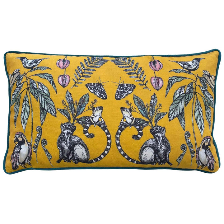 Wild Mirrored Creatures Yellow Cushion Cover 12" x 20" - Ideal