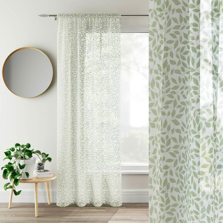Willow Voile Curtain Panel Green - Ideal