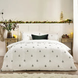 Winter Forest 100% Cotton Embroidered Duvet Cover Set White/Forest Green - image 2