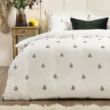 Winter Forest 100% Cotton Embroidered Duvet Cover Set White/Forest Green - image 4
