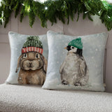 Winter Rabbit Velvet Cushion Cover or Filled Cushion 43cm x 43cm - additional product view 5