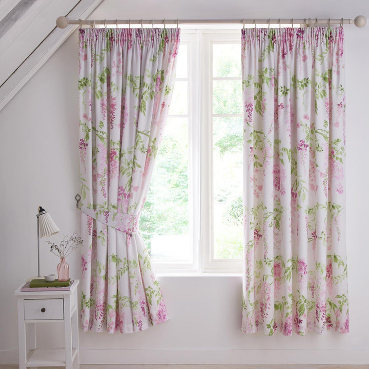Wisteria Tape Top Curtains Pink - Ideal