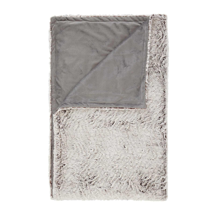 Wolf Faux Fur Cosy Throw Neutral - Ideal