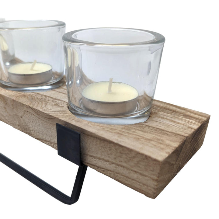 Wood and Metal 5 Tealight Candle Holder - Ideal