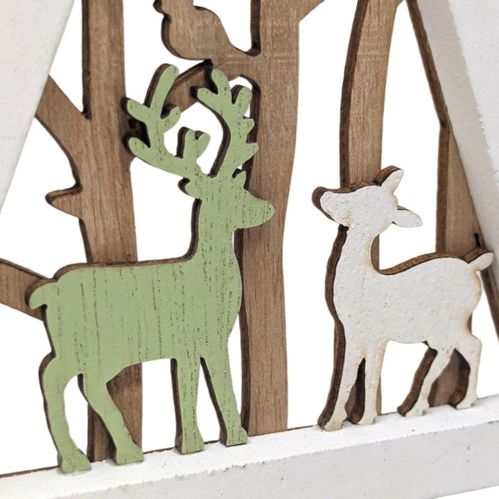 Wooden Reindeer & Tree Decoration - Ideal