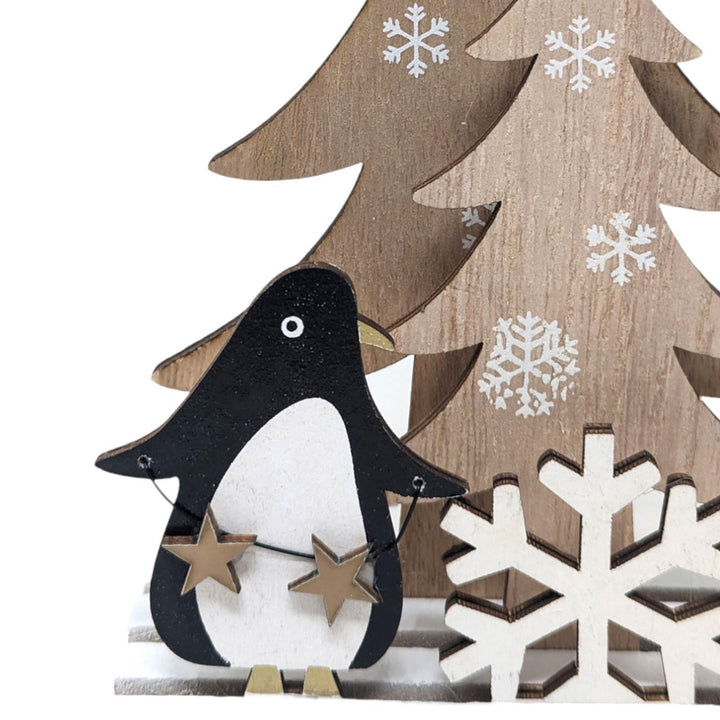 Wooden Winter Penguin Scene - Ideal