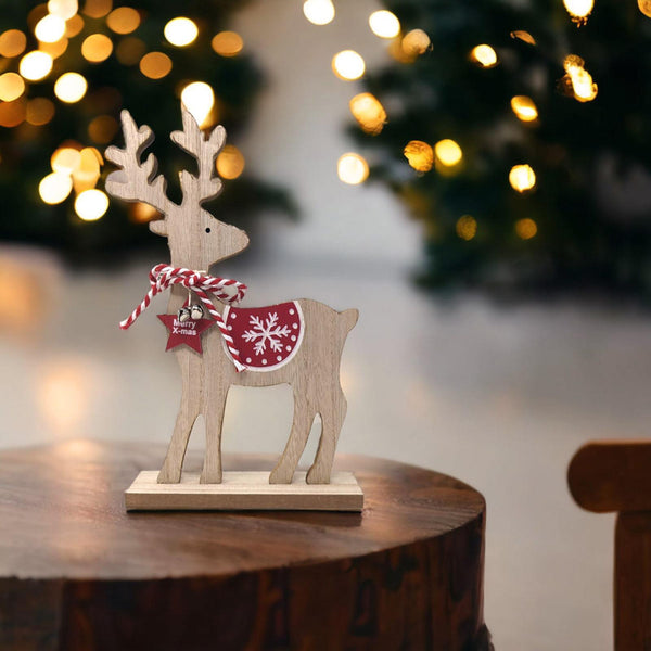 Wooden Xmas Reindeer Decoration - Ideal