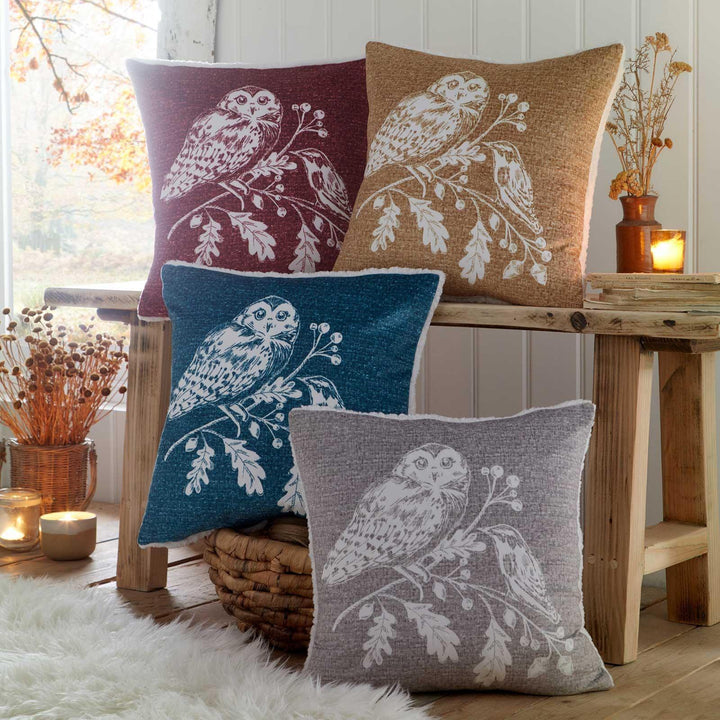 Woodland Owls Red Cushion Cover - Ideal