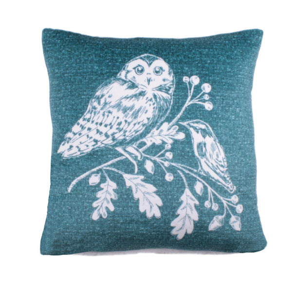 Woodland Owls Teal Cushion Cover - Ideal