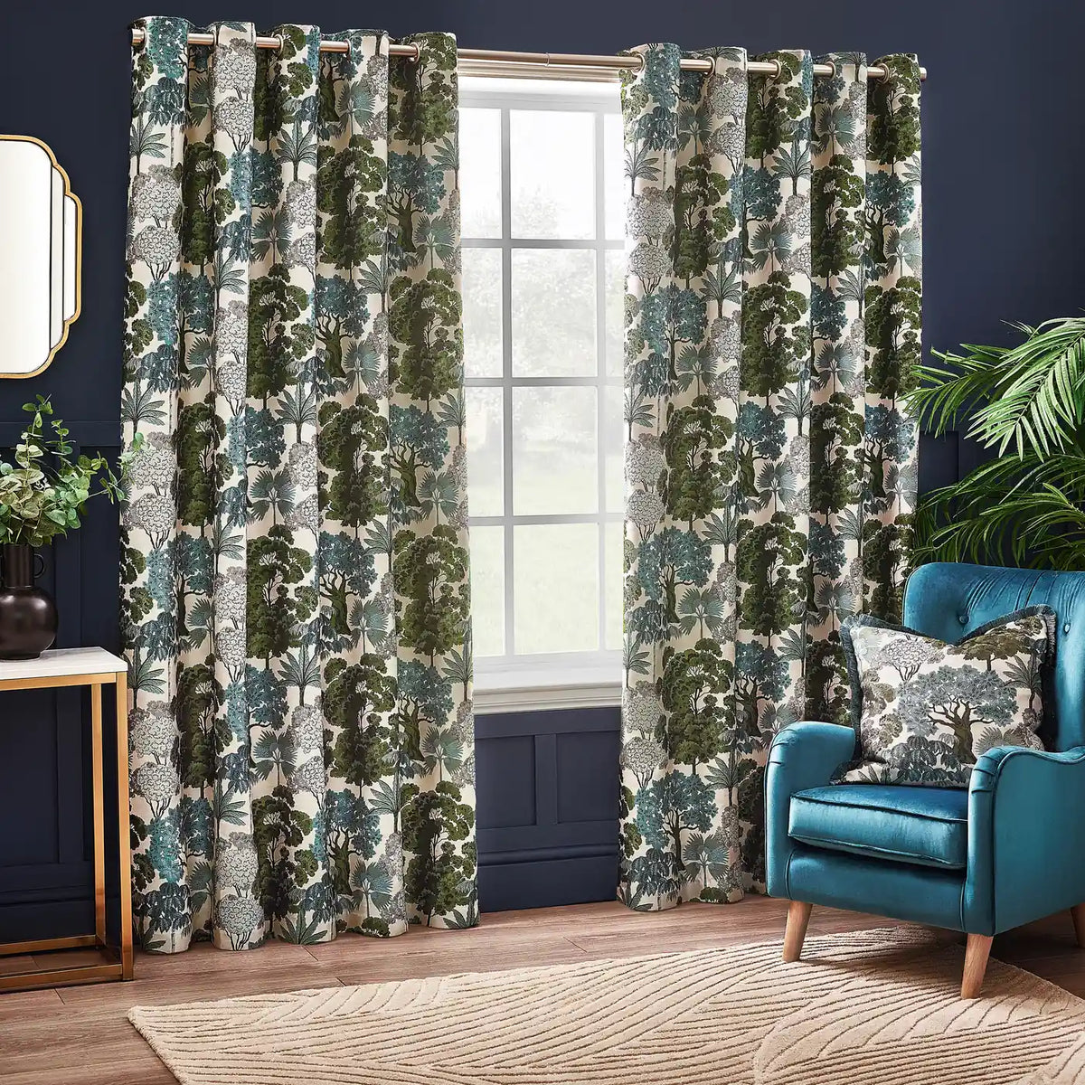 Woodlands Tapestry Velvet Green Cushion Cover 55cm x 55cm - additional product view 5