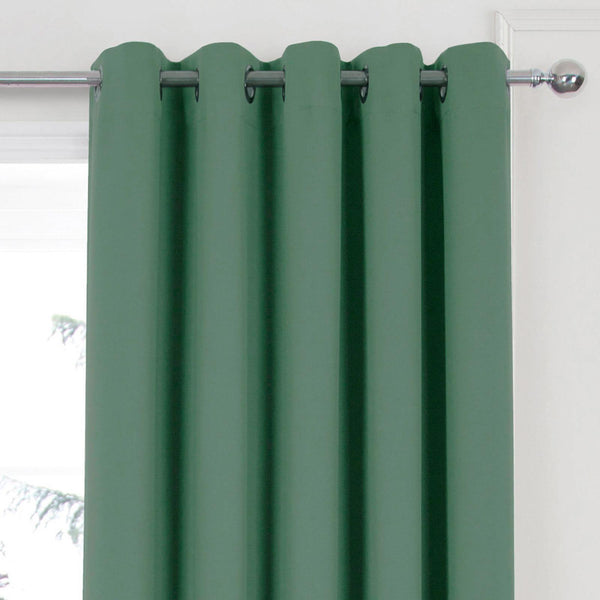 Woven Blackout Eyelet Curtains Green - Ideal