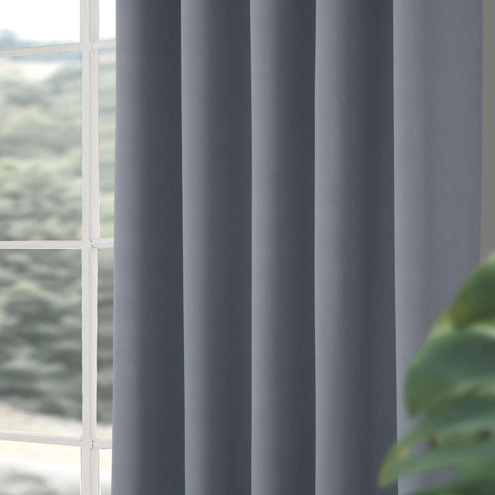 Woven Blackout Eyelet Curtains Grey - Ideal