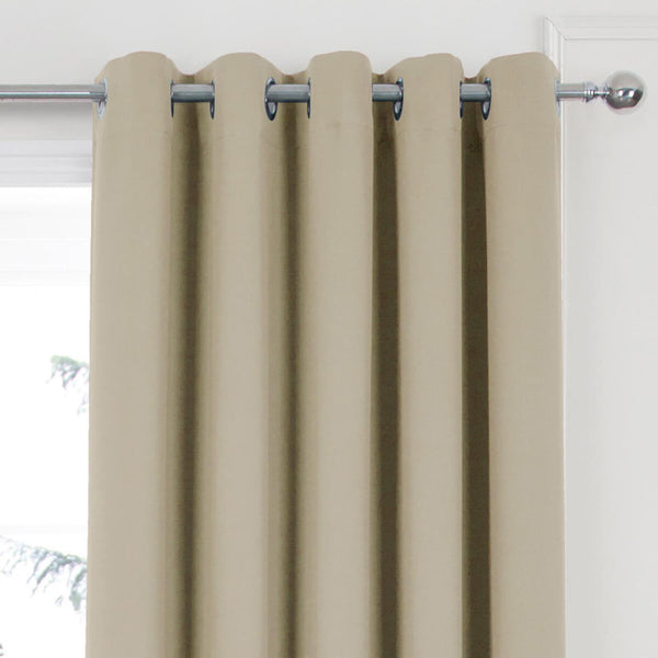 Woven Blackout Eyelet Curtains Latte - Ideal