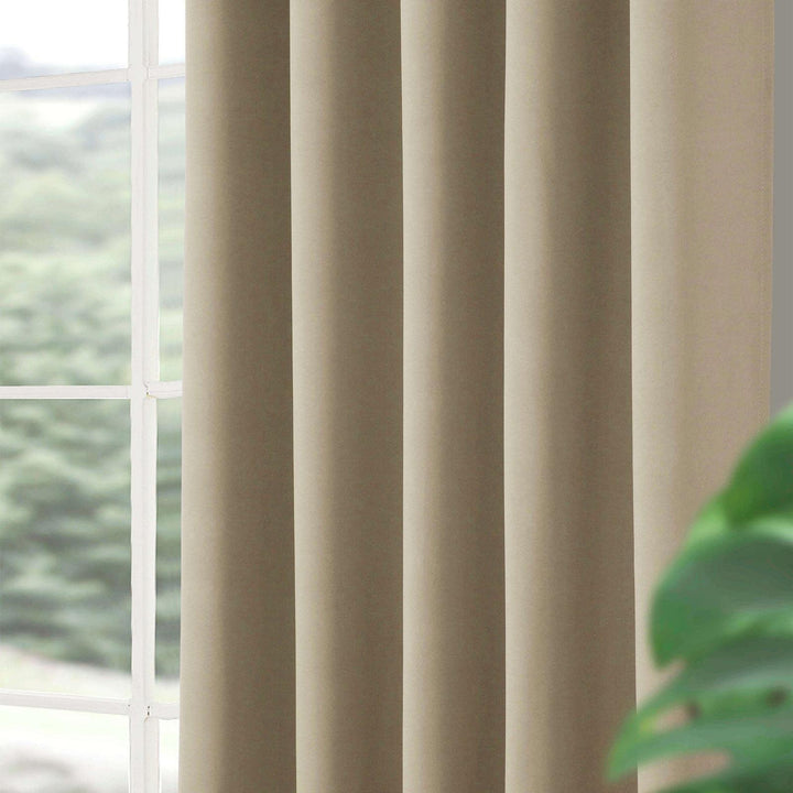 Woven Blackout Eyelet Curtains Latte - Ideal