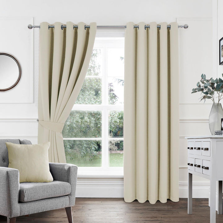 Woven Blackout Eyelet Curtains Natural - Ideal